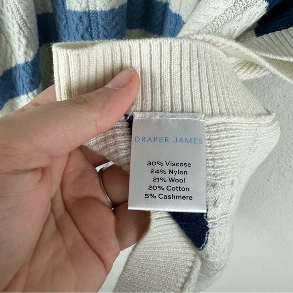 NEW Draper James White Blue Windowpane Cable Cape Poncho Size XS/Small - Picture 6 of 8